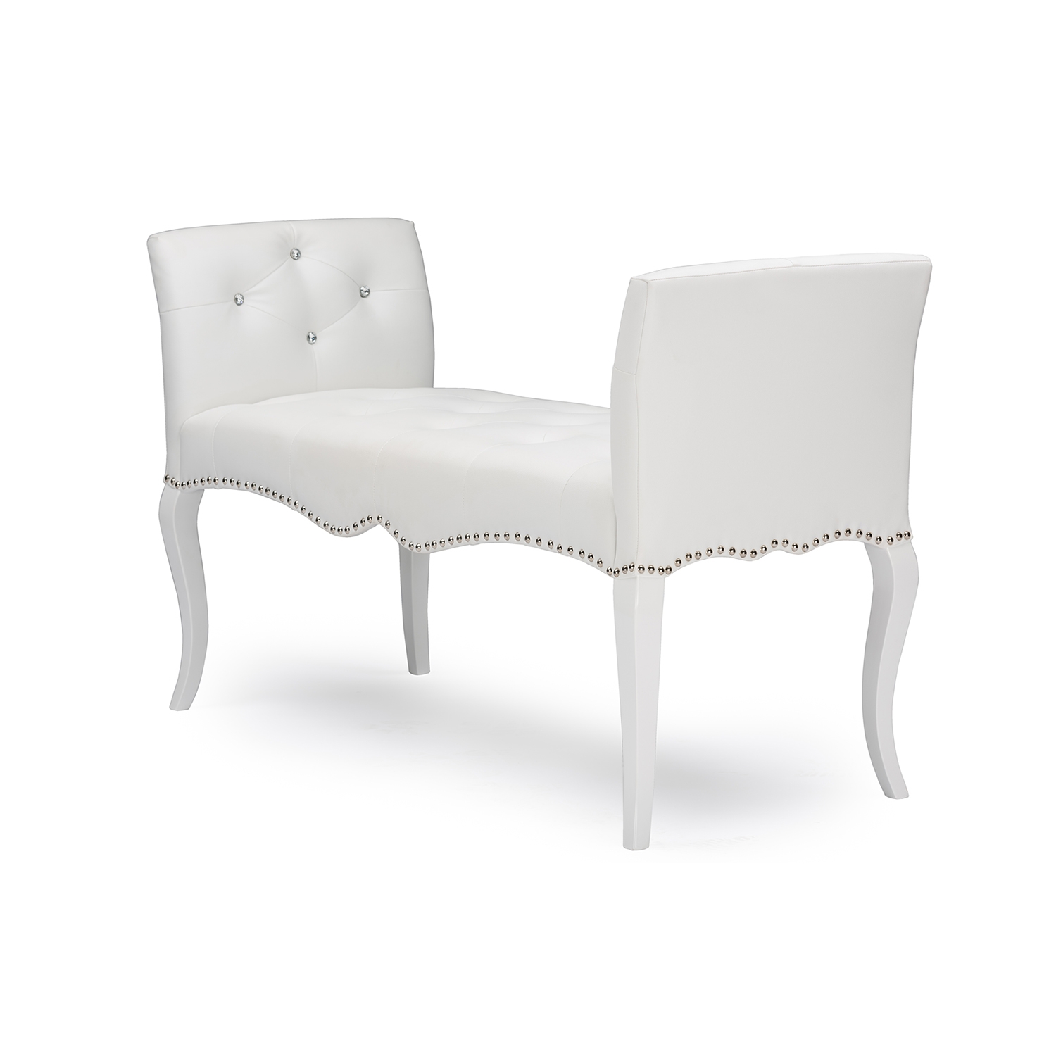 Baxton Studio Kristy Modern and Contemporary White Faux Leather Classic Seating Bench Affordable modern furniture in Chicago, Classic bench, Modern bench, Cheap bench